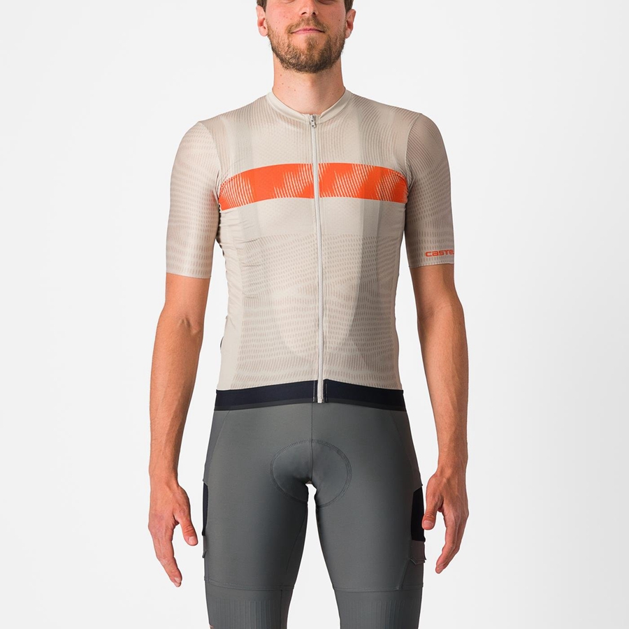 Silver / Orange Red Men Castelli UNLIMITED ENDURANCE Jersey | 840793CFR