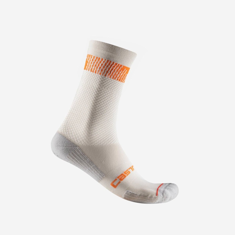 Silver / Orange Red Men Castelli UNLIMITED 18 Socks | 196572HIA