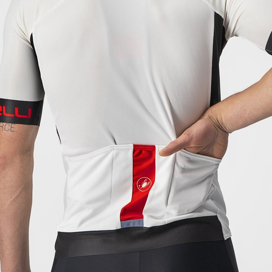 White / Black / Red Men Castelli ENTRATA VI Jersey | 235984UBT