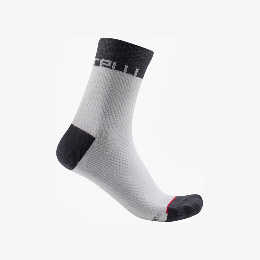 White / Dark Grey Women Castelli VELOCISSIMA 12 Socks | 960874WNF