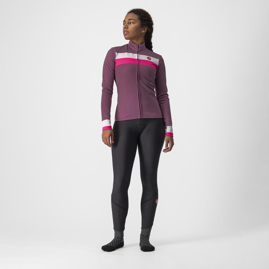 White / Pink Women Castelli VOLARE LS Jersey | 381945ALN